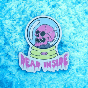 Pink Dead Inside Skull Glob Sticker Spooky Pastel Goth Cute Creepy Punk Scary